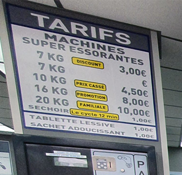 Meilleure Laverie automatique en self service à Paris avec petits prix toute l'année.